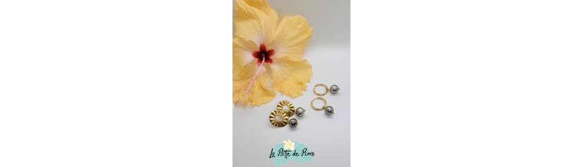 Boucles d'oreilles avec perles de Tahiti